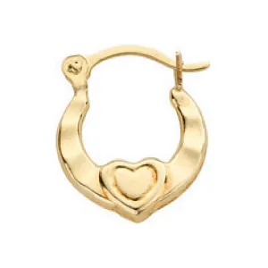 9ct Yellow Gold Heart Creole Earrings