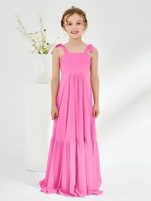 A-Line Bow Ruffle Junior Bridesmaid Dresses Azalea