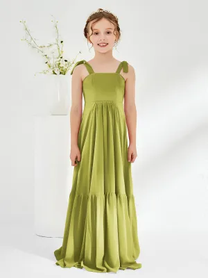 A-Line Bow Ruffle Junior Bridesmaid Dresses Clover