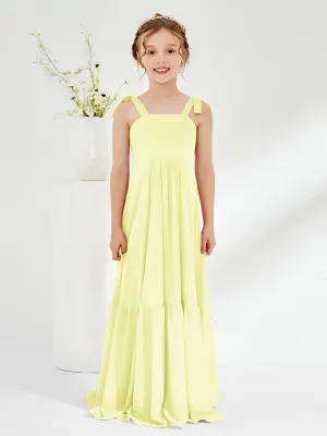A-Line Bow Ruffle Junior Bridesmaid Dresses Daffodil