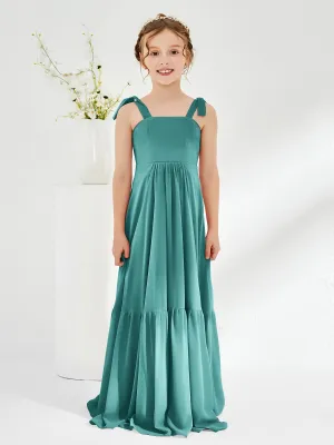 A-Line Bow Ruffle Junior Bridesmaid Dresses Jade