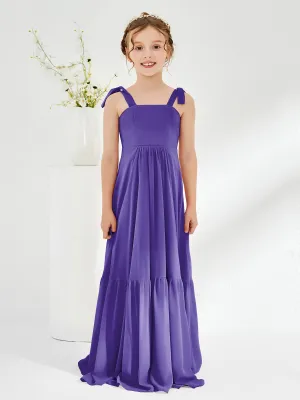 A-Line Bow Ruffle Junior Bridesmaid Dresses Regency