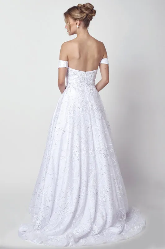 A-Line Sweetheaet Embellished Glitter Strapless Long Ball Dress