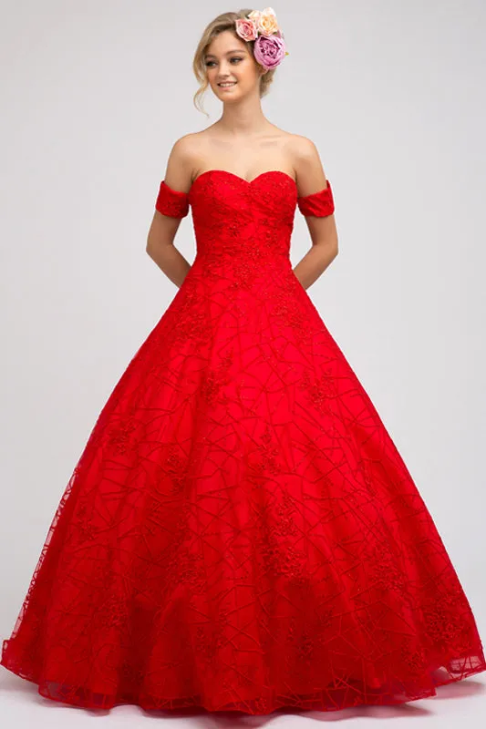 A-Line Sweetheaet Embellished Glitter Strapless Long Ball Dress