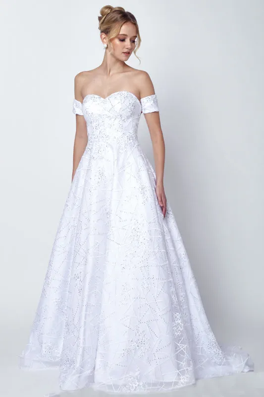 A-Line Sweetheaet Embellished Glitter Strapless Long Ball Dress