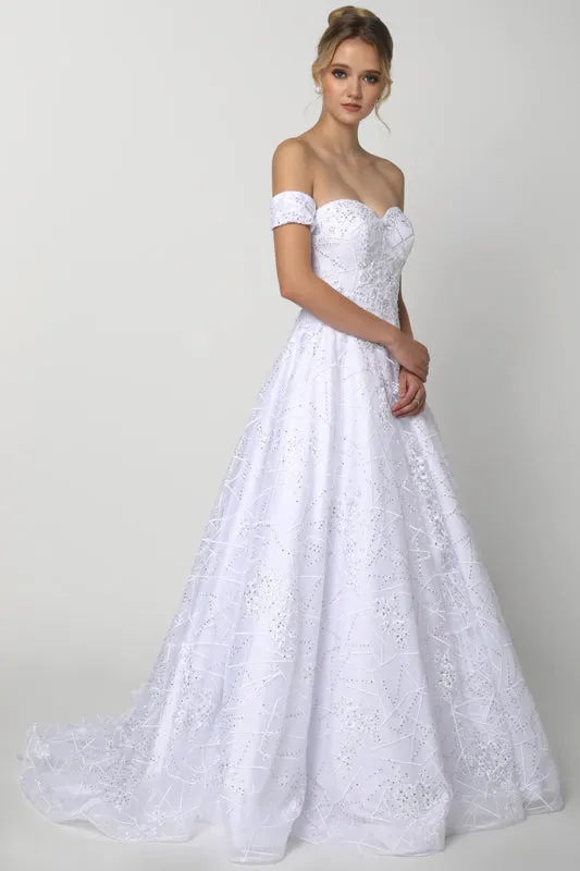 A-Line Sweetheaet Embellished Glitter Strapless Long Ball Dress