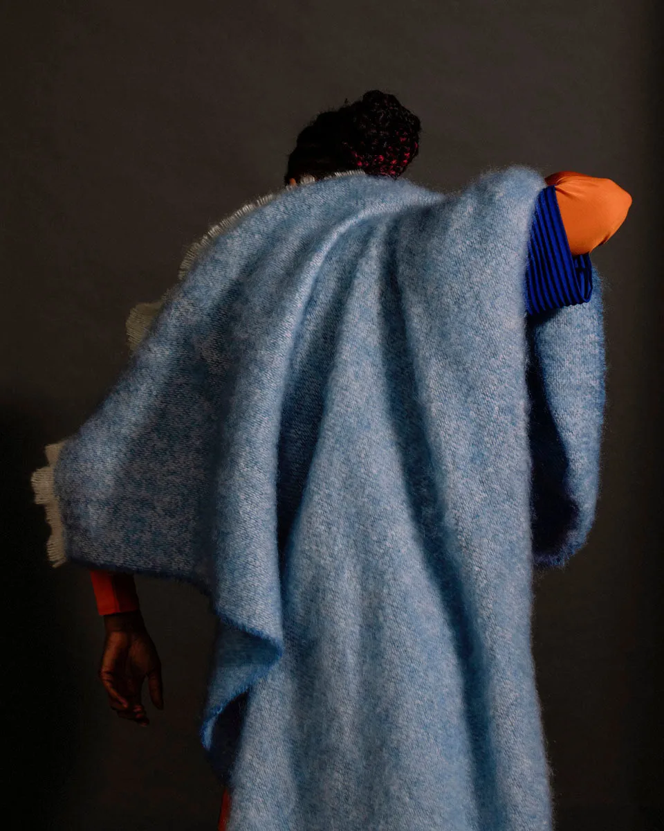Azure Mooneen Mohair Throw Blanket
