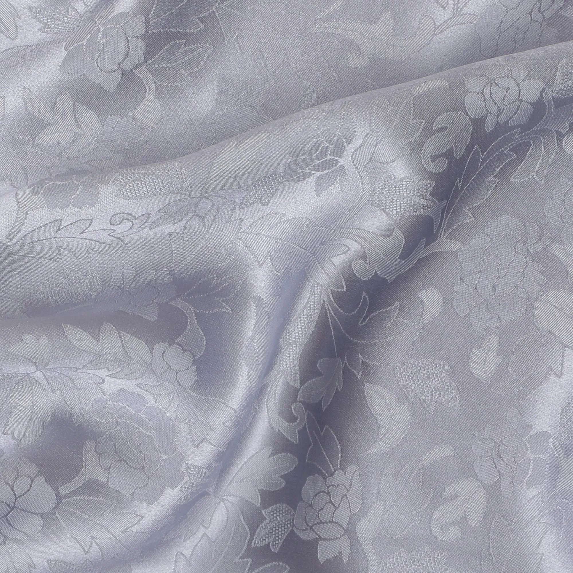Classic Grey Floral Jacquard Crepe Silk Fabric, Soft Lustre, 110cm Width - Tailored for Refined Creations-D18904