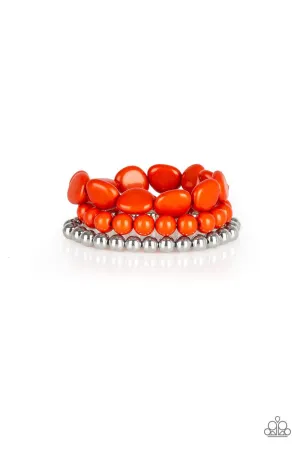 Color Venture Silver and Orange Bracelet Set - Paparazzi Accessories