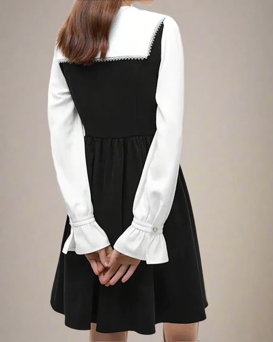 Dahlia Contrast-Collar Button-Up Dress
