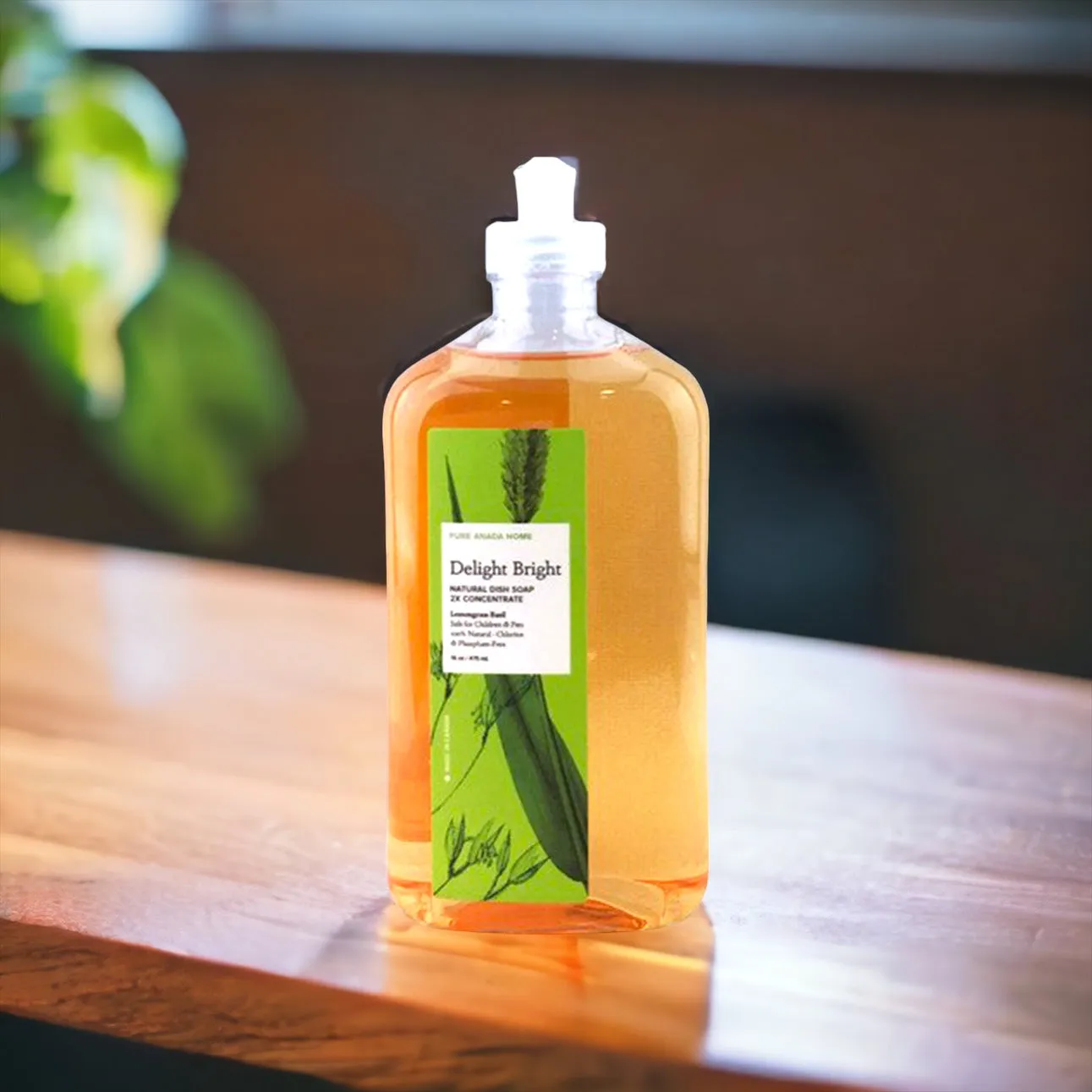 Delight Bright - Natural Dish Soap (2 x Concentrate) Lemongrass Basil 16oz/ 475ml