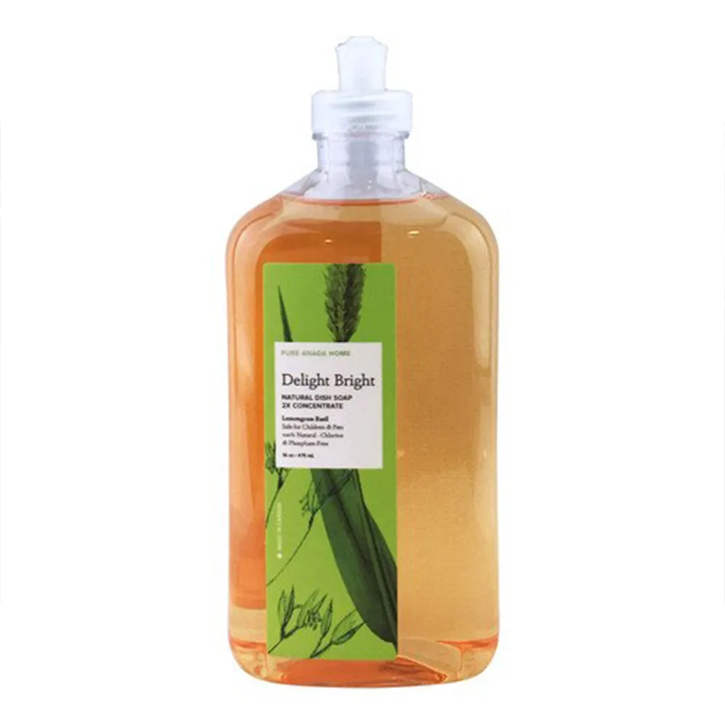 Delight Bright - Natural Dish Soap (2 x Concentrate) Lemongrass Basil 16oz/ 475ml