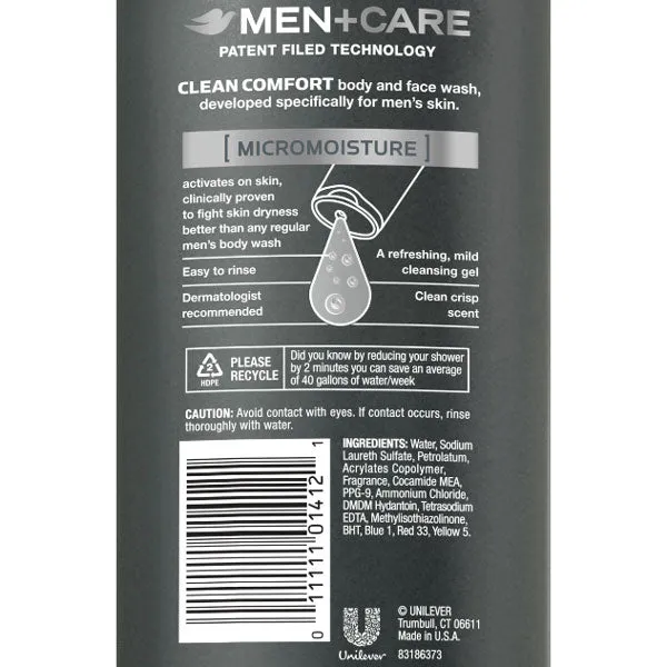 Dove Men Care Clean Comfort Body And Face Wash, 13.5 oz