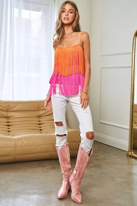 Fringe Overlay Party Cami