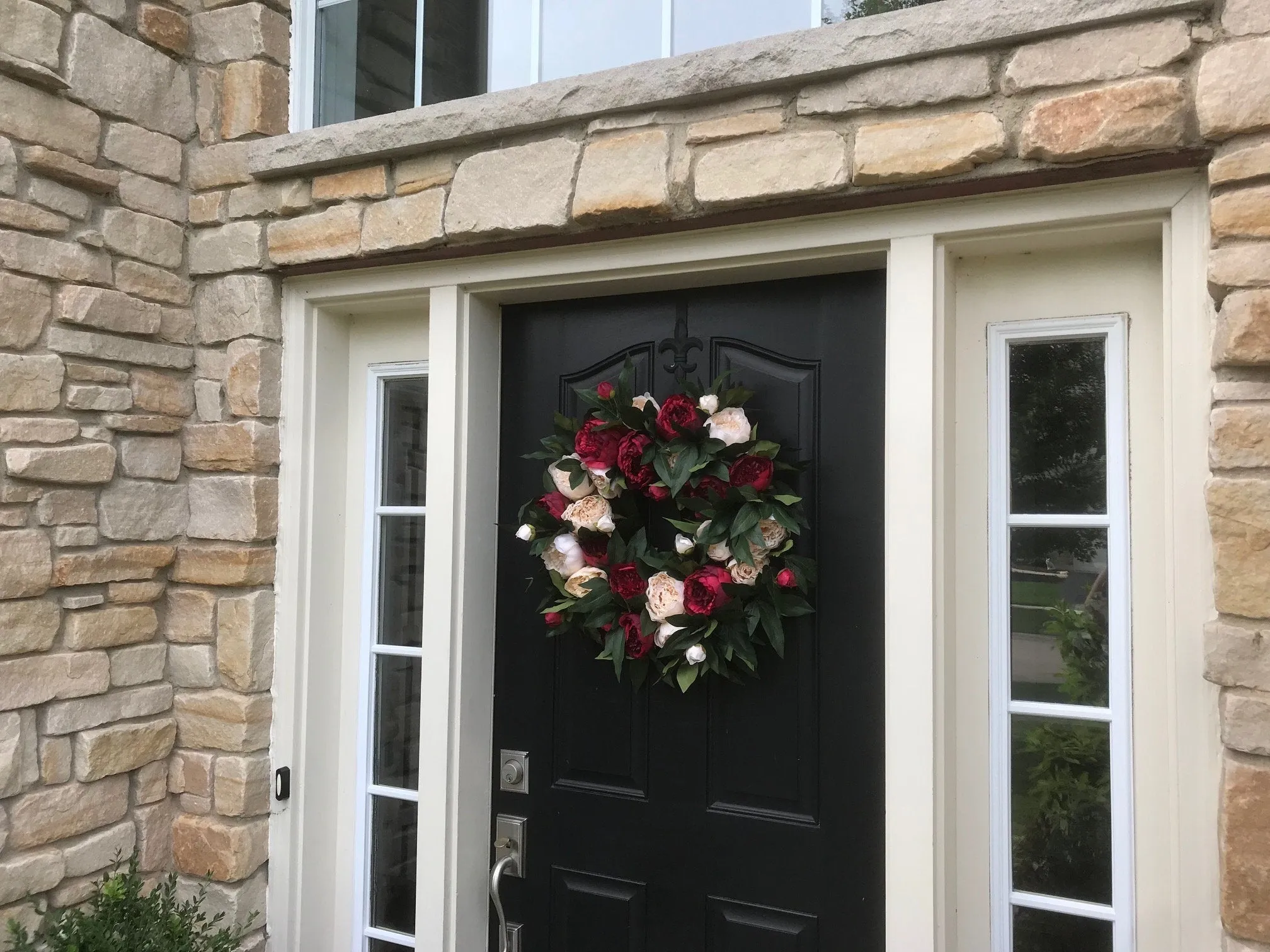 Holiday Red and Cream Peony Wreath