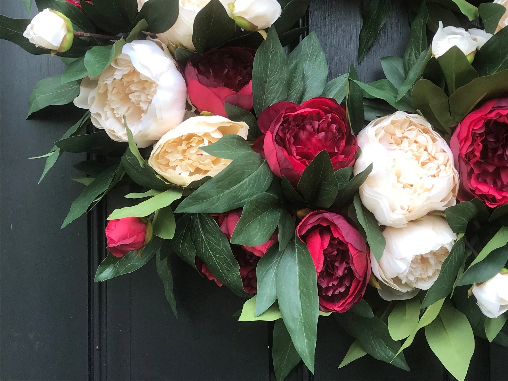Holiday Red and Cream Peony Wreath