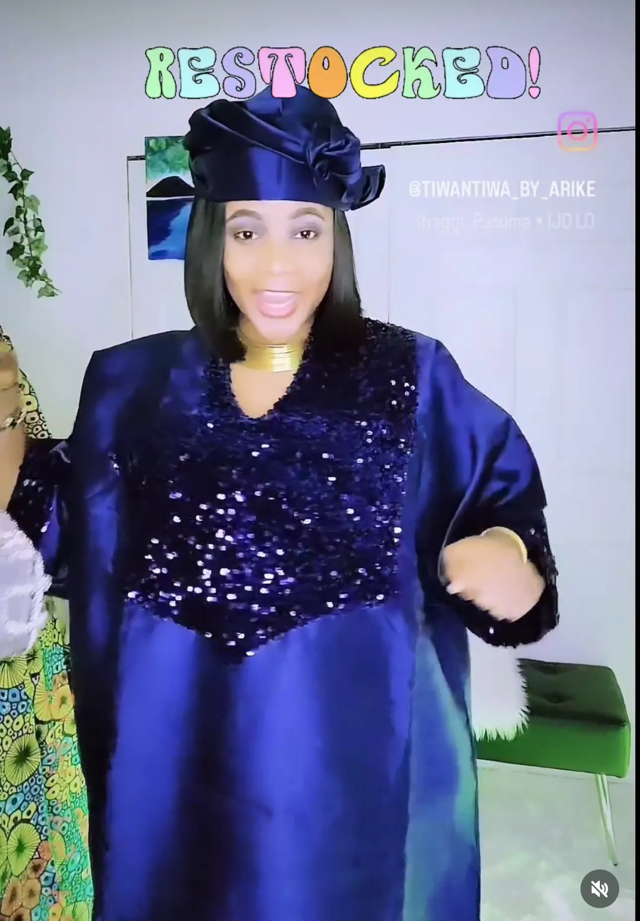 Lidia Luxury Blue Sequins Embelished bubu
