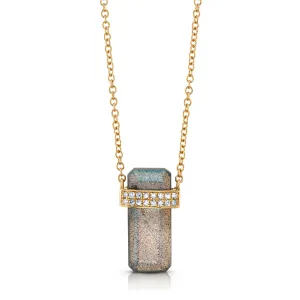 LONG ODYSSEY DIAMOND & LABRADORITE NECKLACE, 14kt Gold