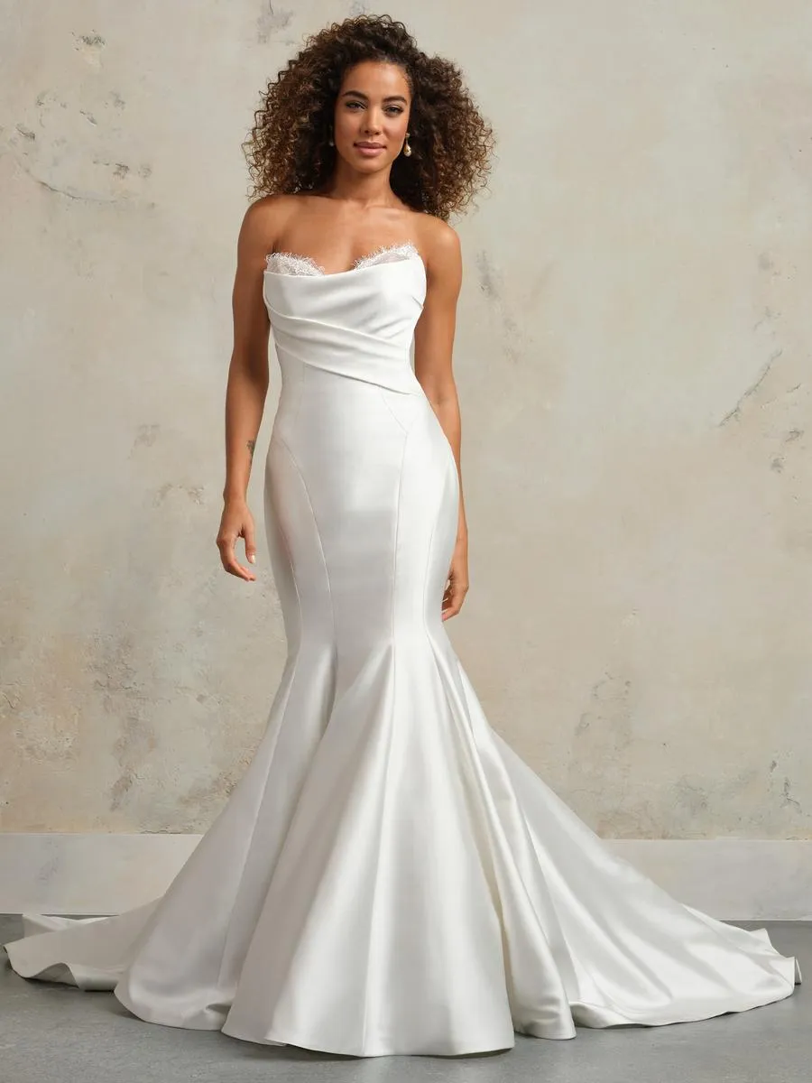 Maggie Sottero "Leilani" Fitted Satin Bridal Gown (with lace)