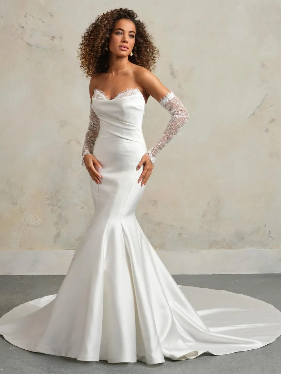 Maggie Sottero "Leilani" Fitted Satin Bridal Gown (with lace)