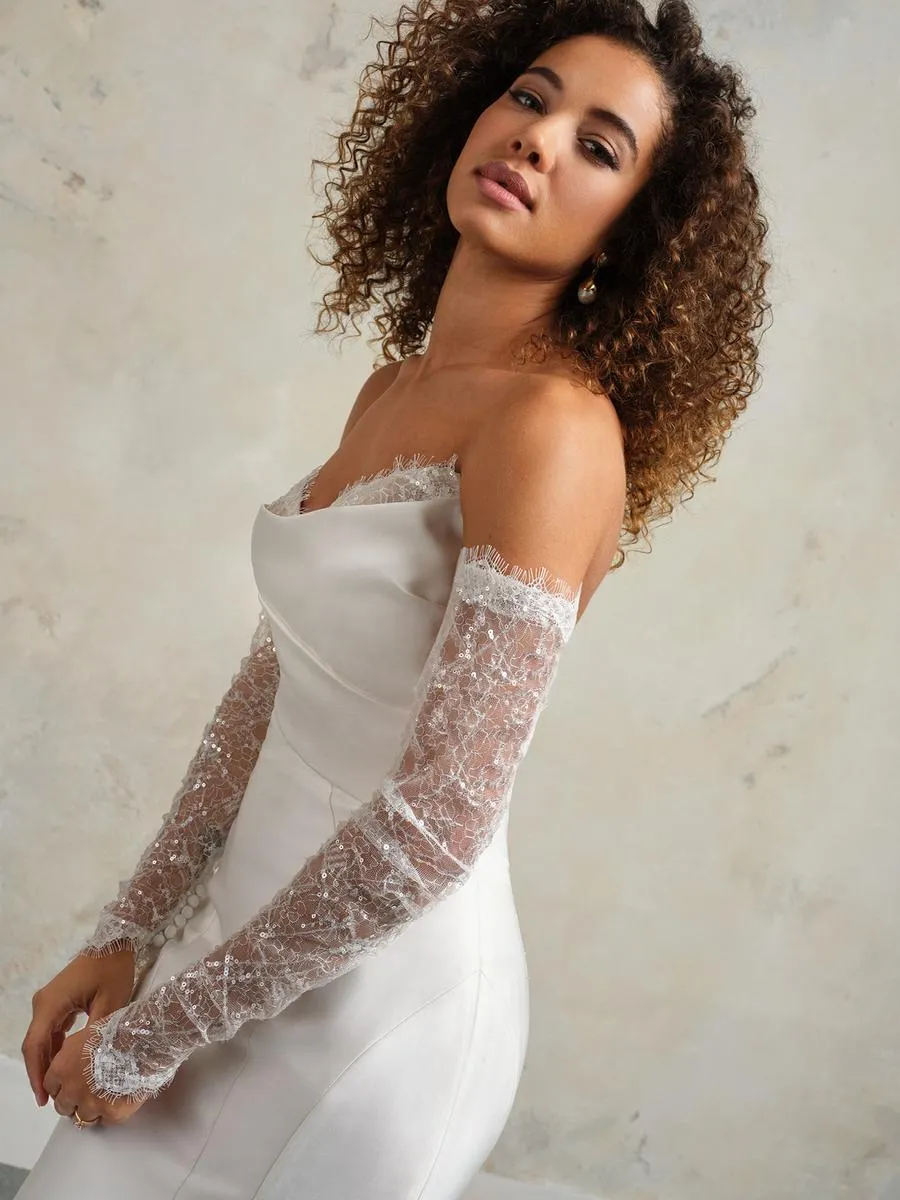 Maggie Sottero "Leilani" Fitted Satin Bridal Gown (with lace)