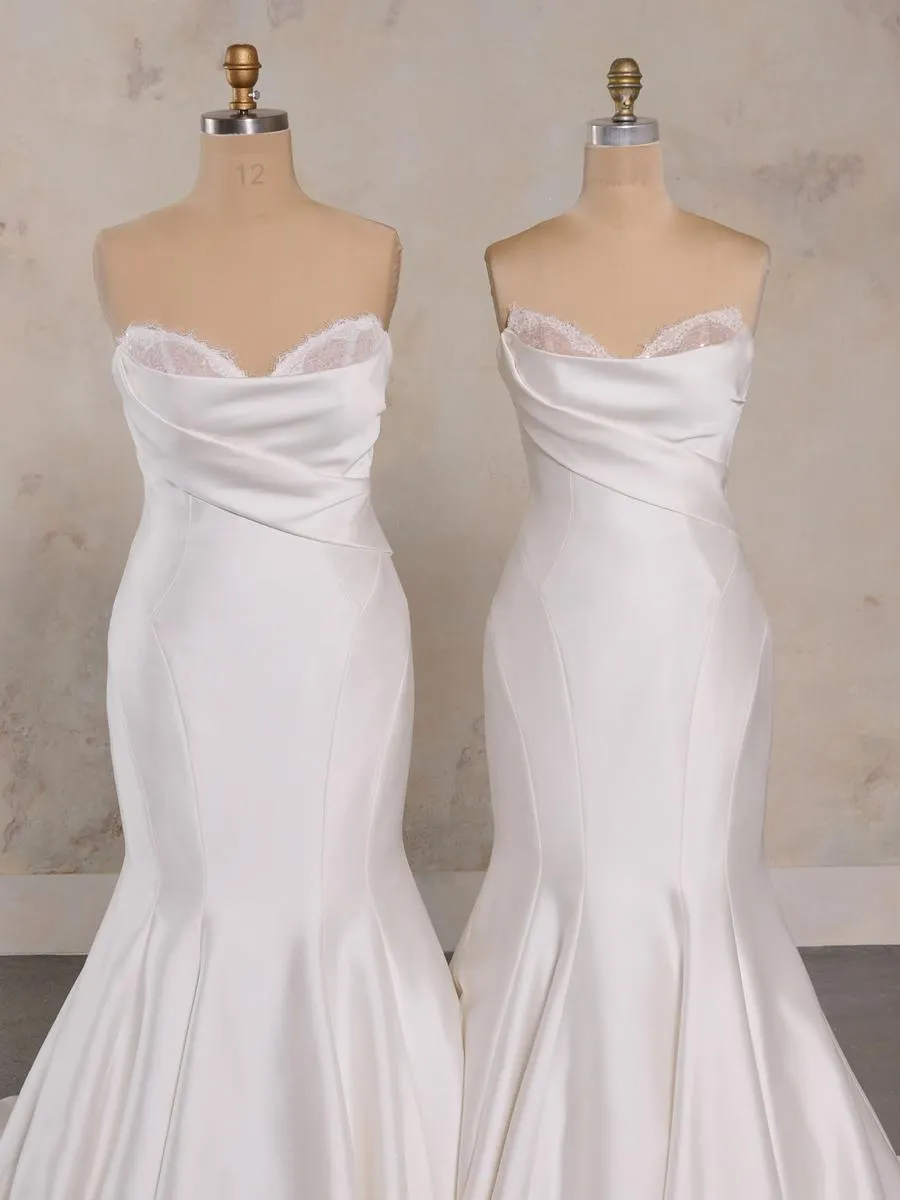Maggie Sottero "Leilani" Fitted Satin Bridal Gown (with lace)