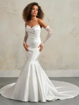 Maggie Sottero "Leilani" Fitted Satin Bridal Gown (with lace)