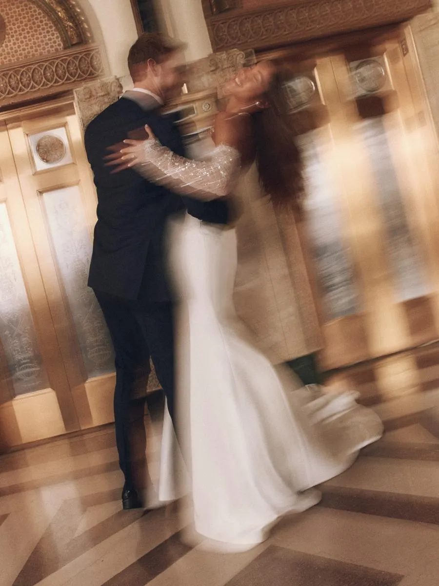 Maggie Sottero "Leilani" Fitted Satin Bridal Gown (with lace)