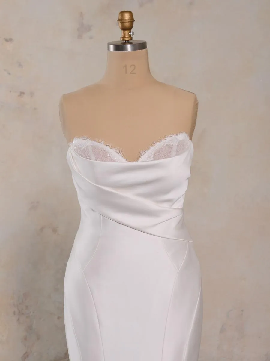 Maggie Sottero "Leilani" Fitted Satin Bridal Gown (with lace)