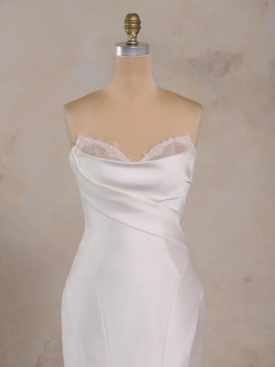 Maggie Sottero "Leilani" Fitted Satin Bridal Gown (with lace)