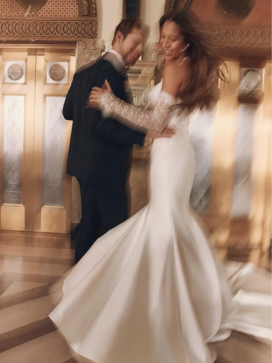 Maggie Sottero "Leilani" Fitted Satin Bridal Gown (with lace)
