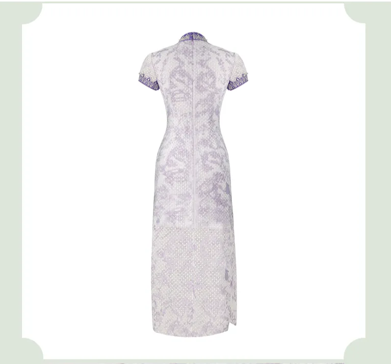 Magic Q's exclusive original design heavy embroidered lace long dress