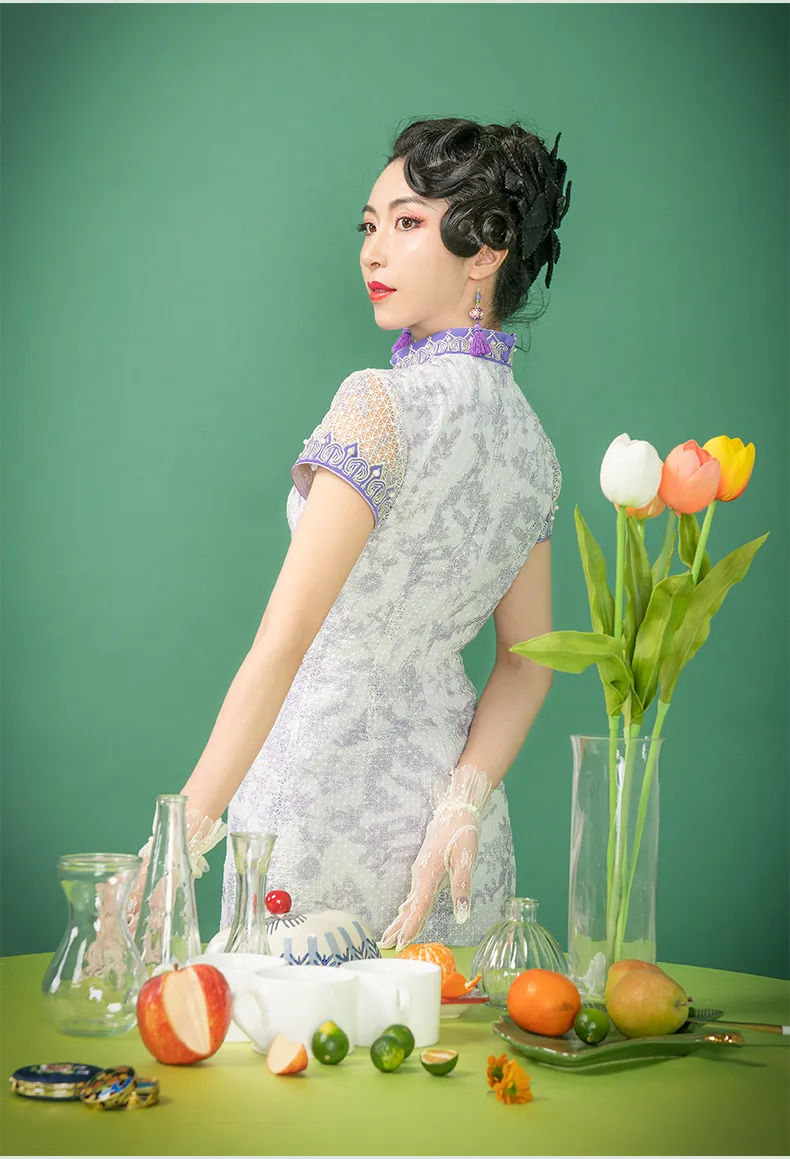 Magic Q's exclusive original design heavy embroidered lace long dress