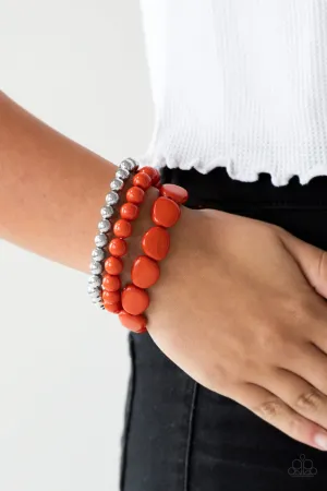 Open Door Jewelry - Color Venture - Orange Bracelet - Paparazzi Accessories