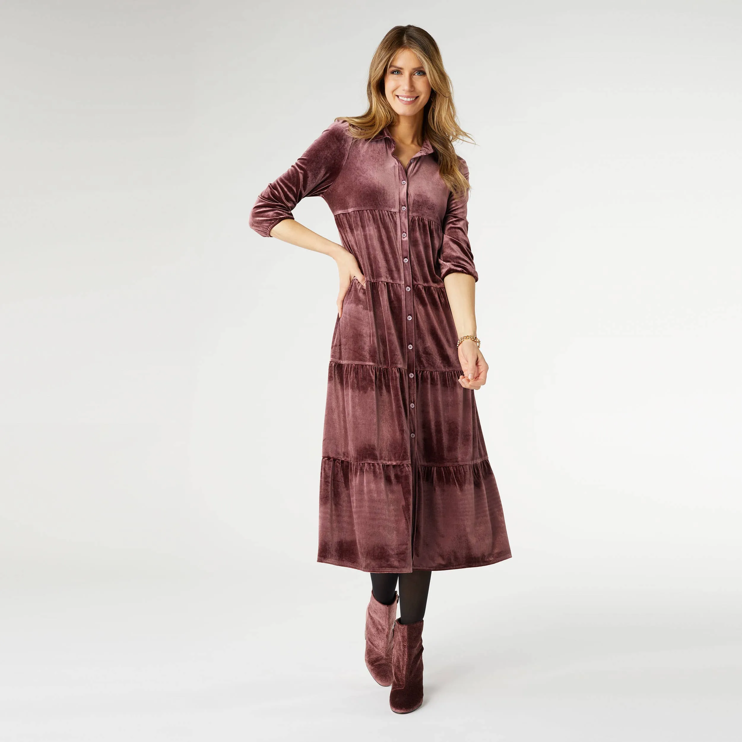 Plum Romance Imagined Velour Dress