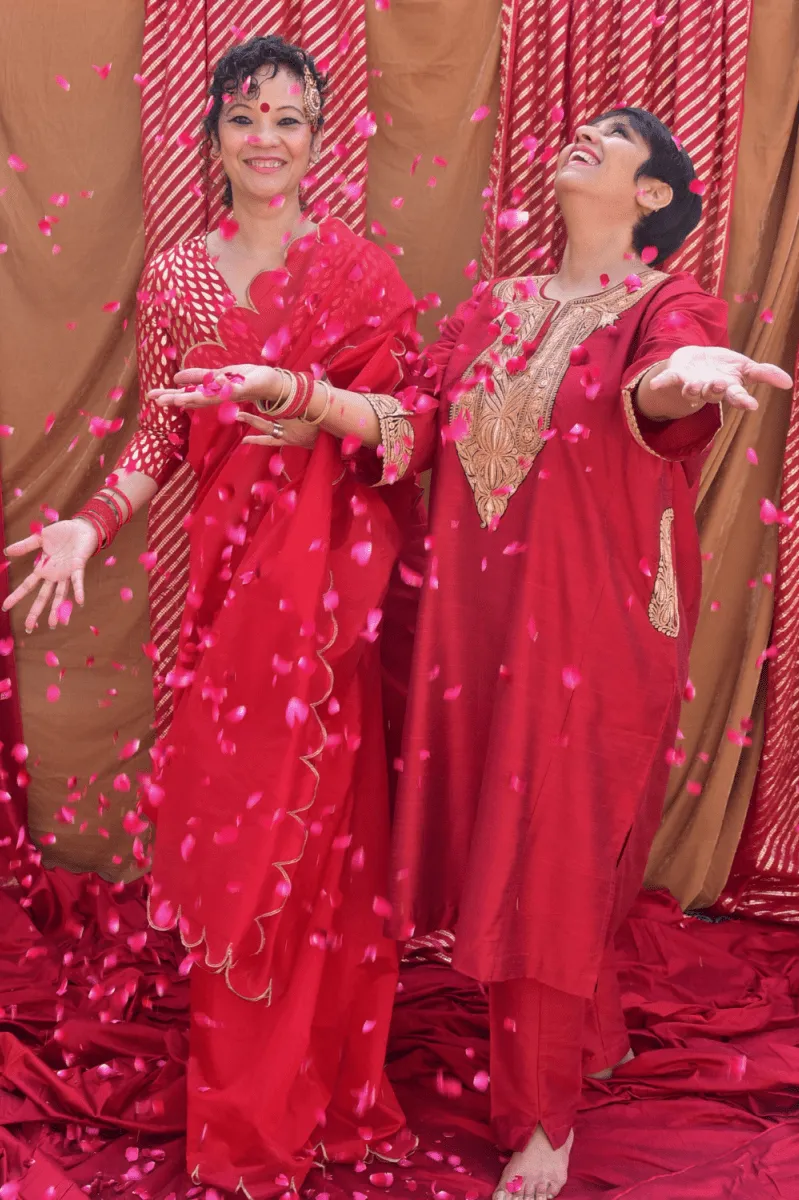 Silk Red Phiran with Gold Tilla Embroidery