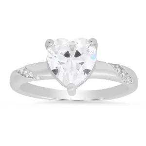 Sterling Silver Heart-cut CZ Ring