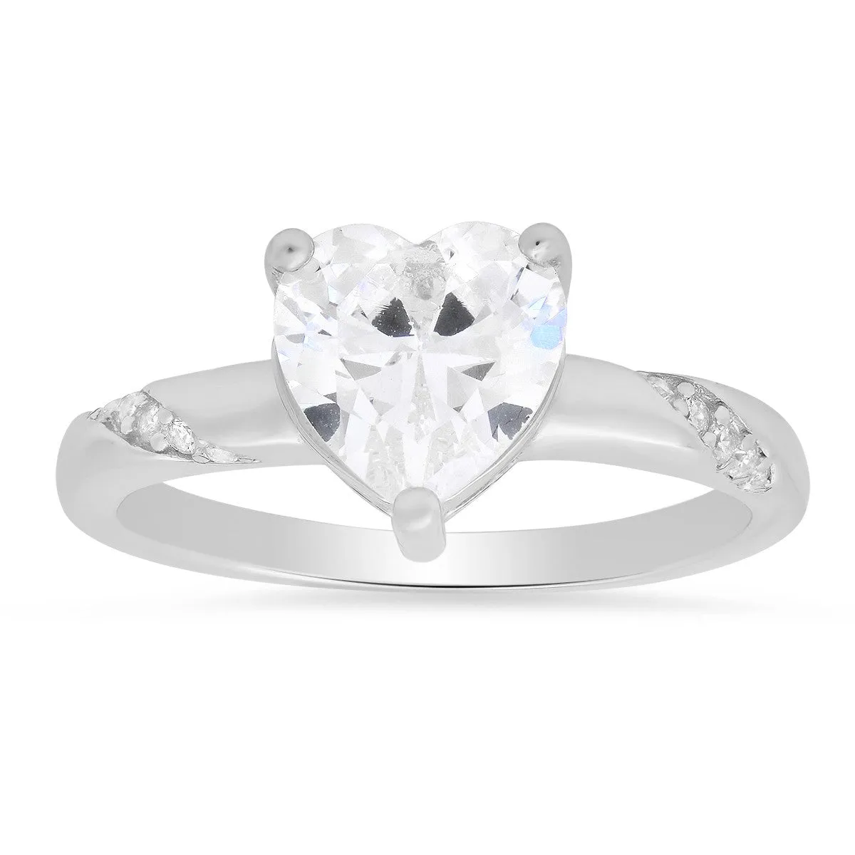 Sterling Silver Heart-cut CZ Ring