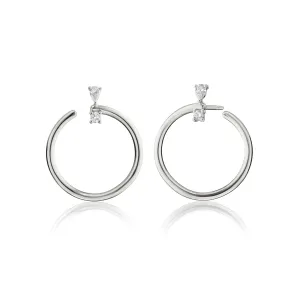 STERLING SILVER LARGE GALAXY WRAP HOOP™ EARRINGS WITH WHITE SAPPHIRES