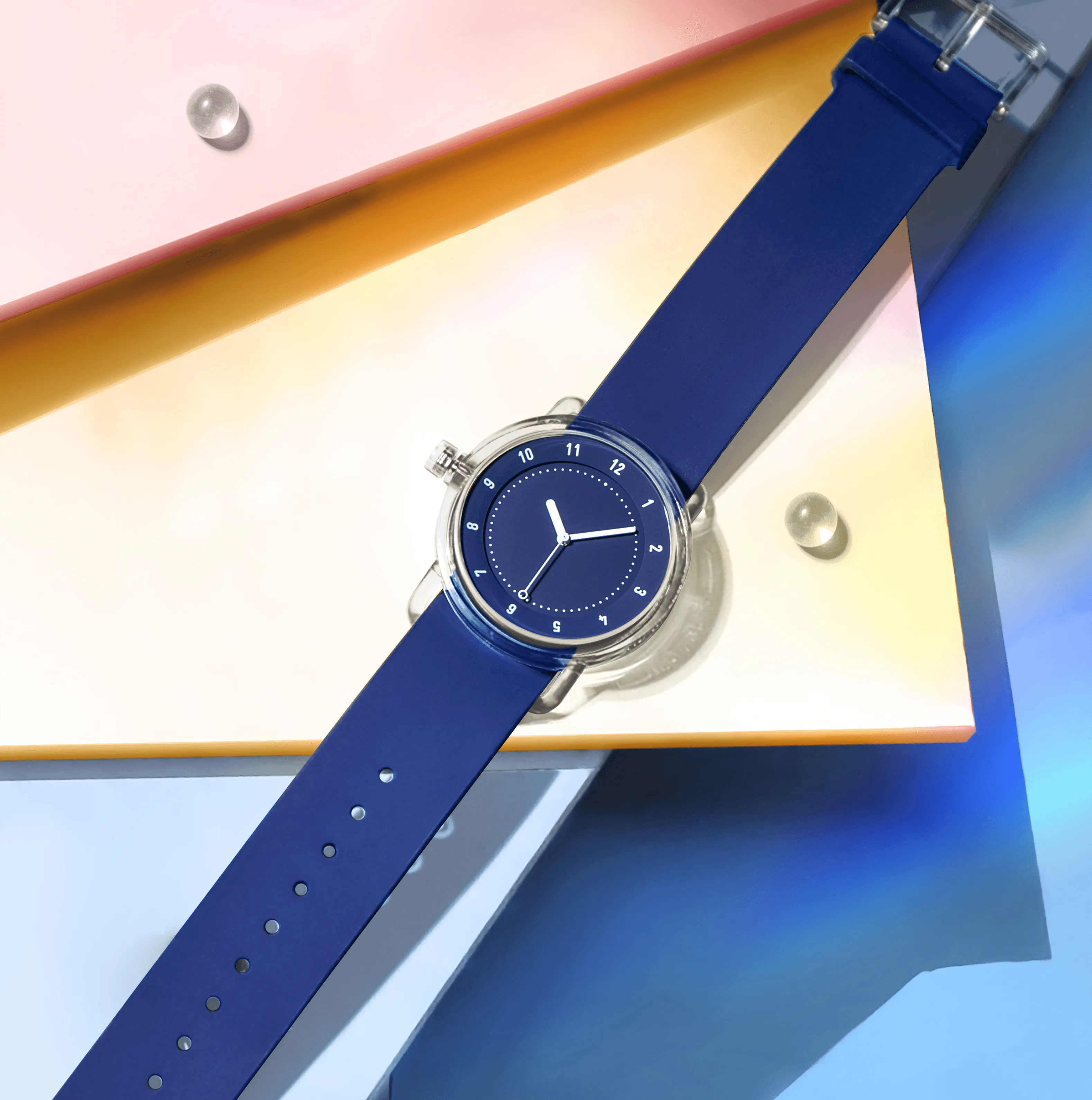TID No.3 TR90 38mm Blue / Blue Silicone Strap / Transparent Buckle