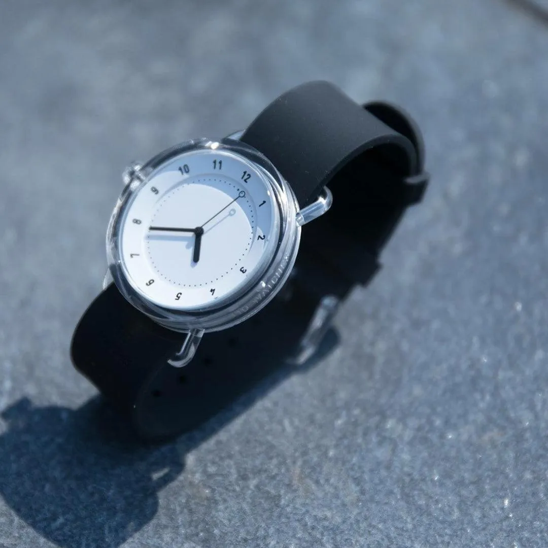 TID No.3 TR90 38mm White / Black Silicone Strap / Transparent Buckle