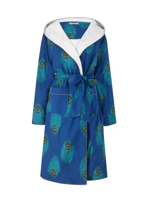 Towelling Dressing Gown Navy Peacock