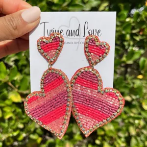 Valentines Heart Beaded Earrings