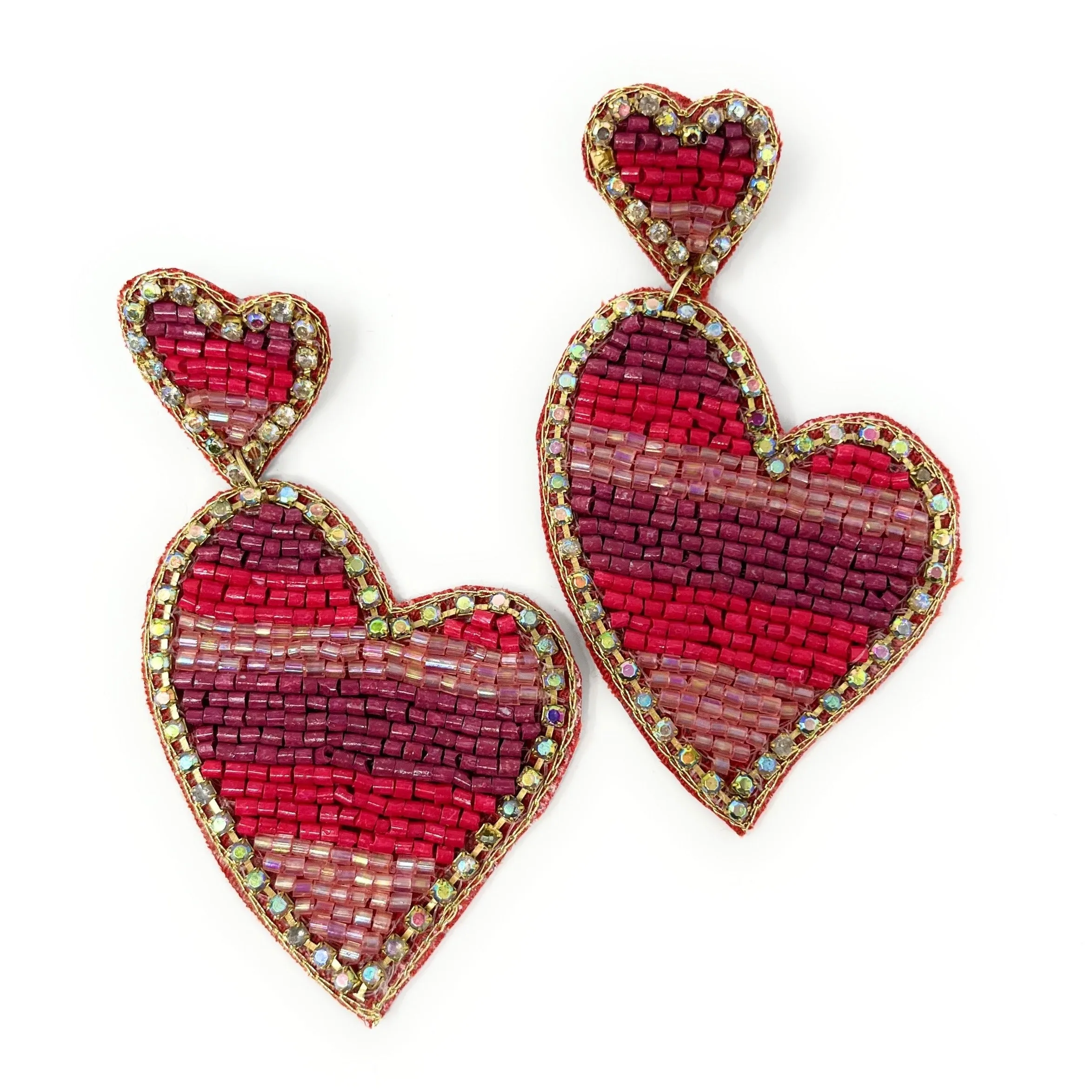 Valentines Heart Beaded Earrings