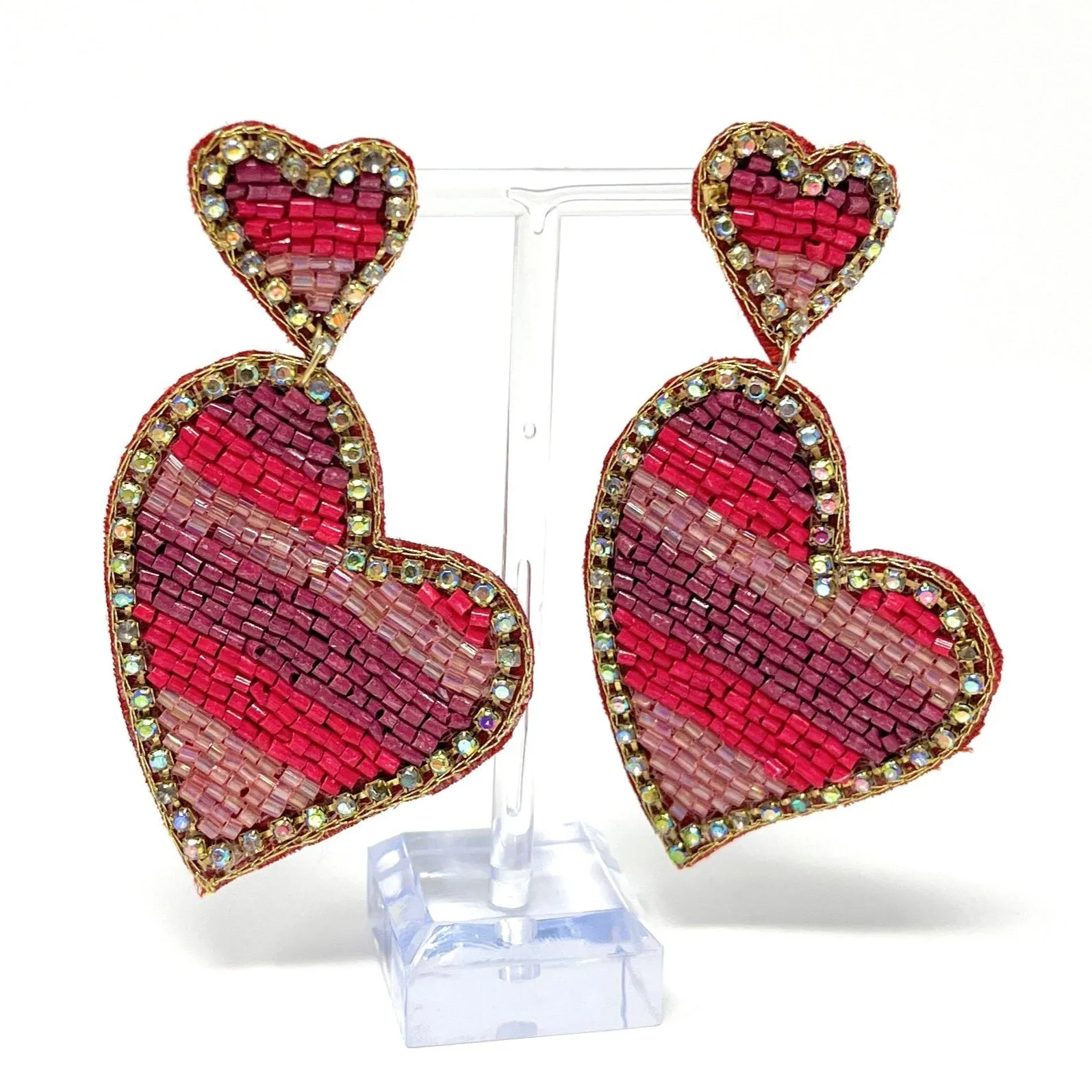 Valentines Heart Beaded Earrings