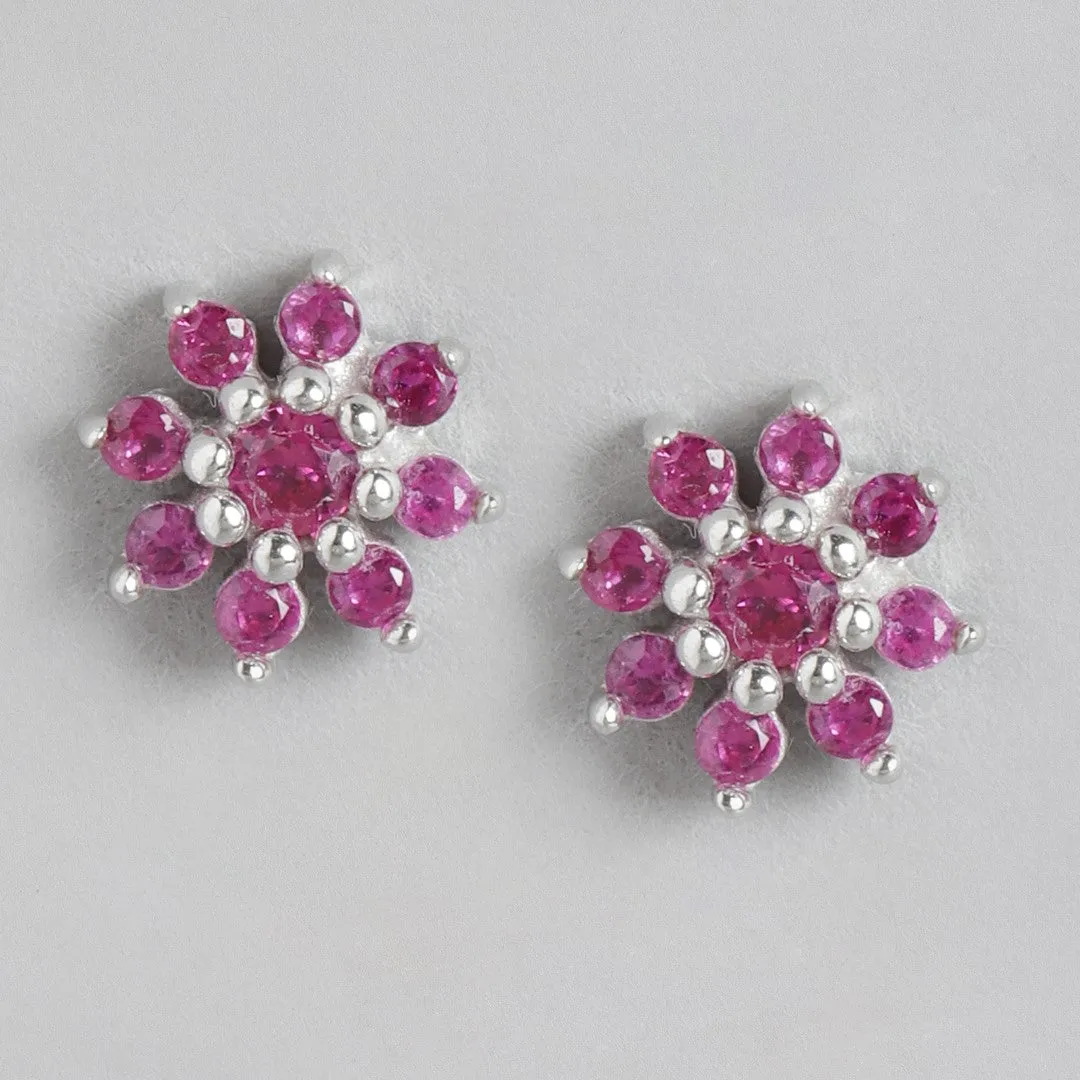 Whispers of Spring Rhodium Plated 925 Sterling Silver Flower Earrings