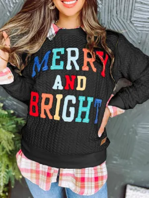 Womens Merry And Bright Cable Knit Pullover Sweatshirt